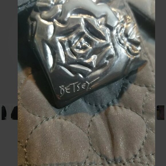 Betsey Johnson Black Heart quilted  nylon jacket coat size x small - Picture 6 of 8